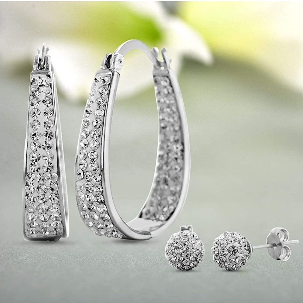 Hoop earring for women made with Swarovski Crystal - Picture 6 of 10